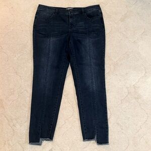 Lisa Rinna Indigo Skinny Slit Front Hem Ankle Jeans Size 16